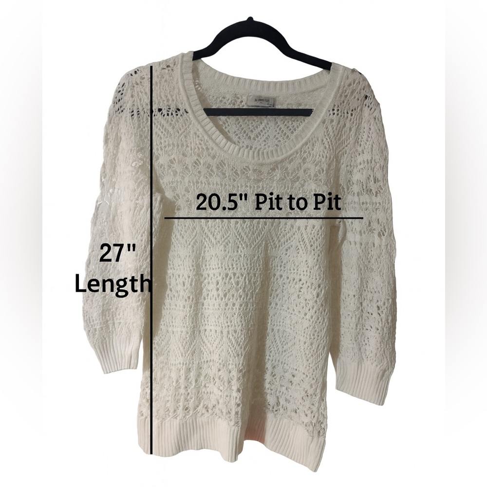 ⨠Van Heusen White Crochet Knit Pullover Sweater ā Womenās L/G āØ